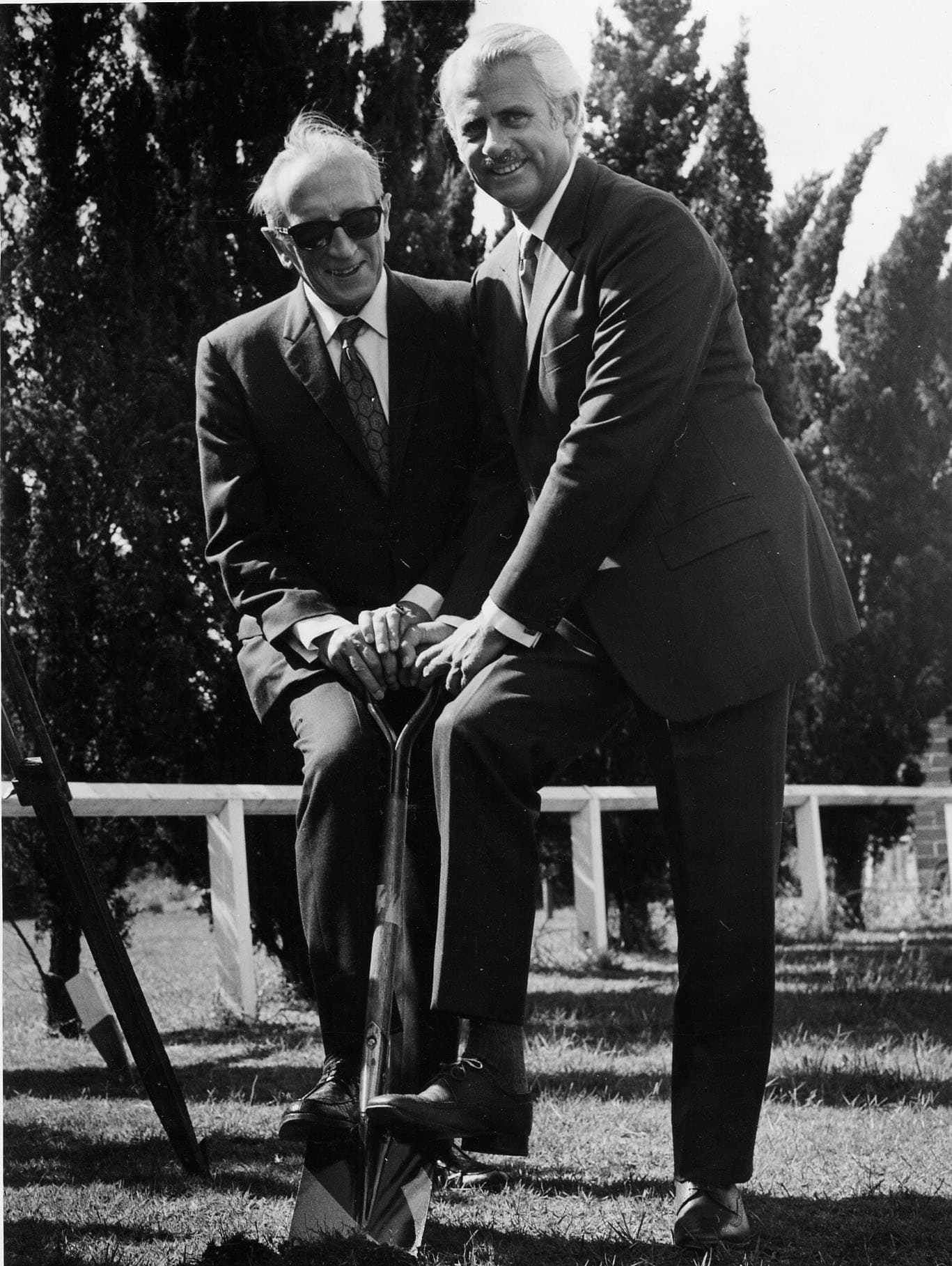 Sir Paul Strasser and Sir Rupert Myers (UNSW Vice Chancellor) at ceremony to lay the foundation stone for Shalom College.